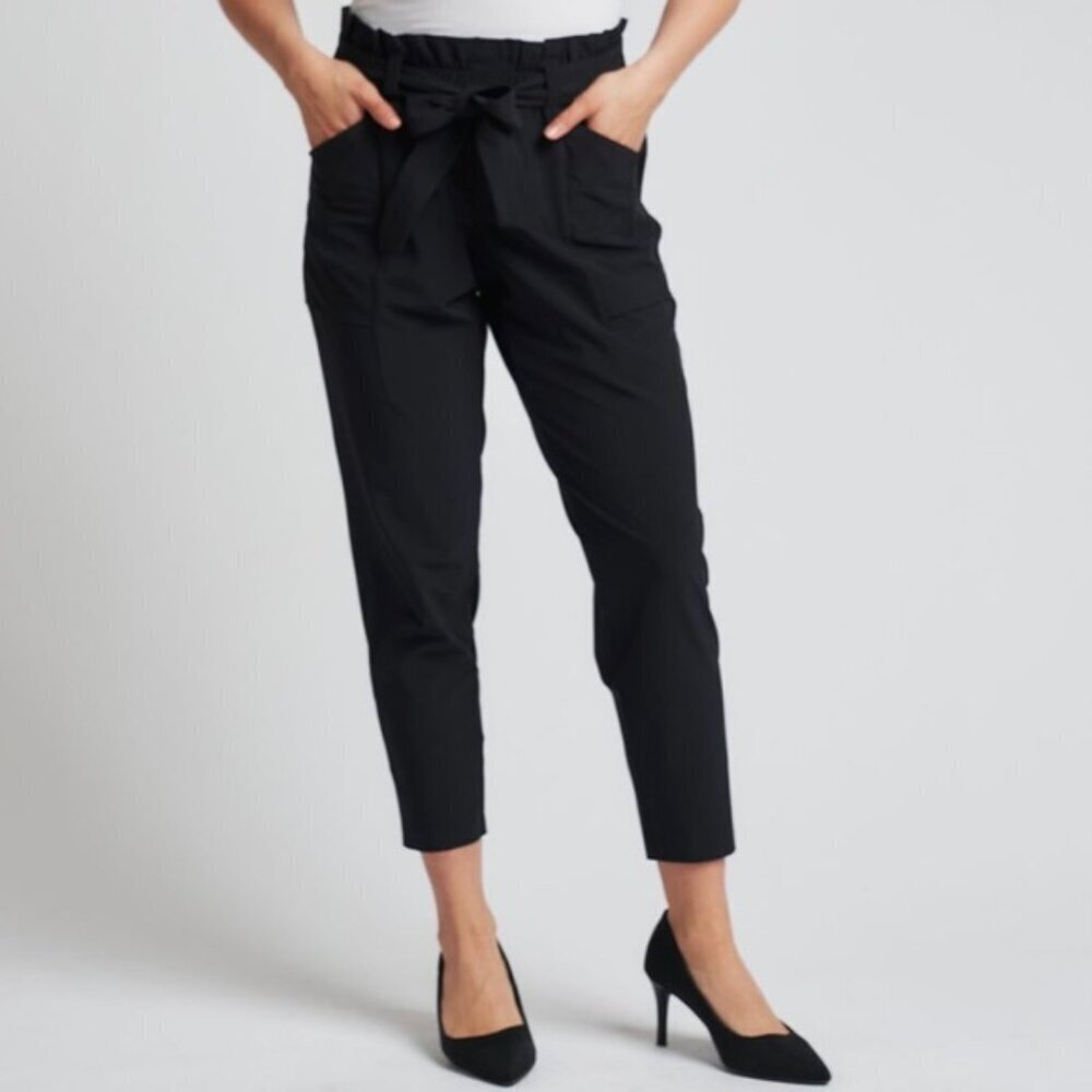 Betabrand Solstice Black Paper Bag Pants Medium